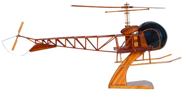OH13 Siuox Helicopter Model  OH-13 Mahogany WoodHelicopter 