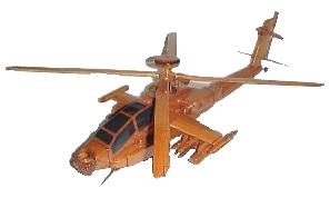 AH-64 Apache Wood Desktop Helicopter Model  Wooden Helicopters  Wood helicopter models Mahogany Helicopter