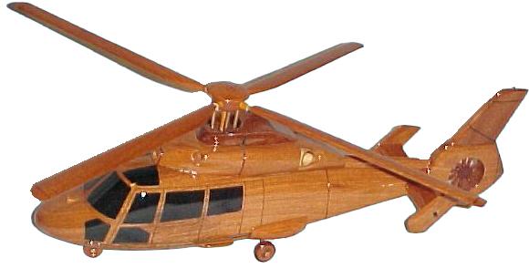 HH-65 DauphinWood Desktop Helicopter Model  Wooden Helicopters  Wood helicopter models Mahogany Helicopter