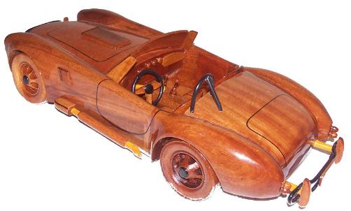 Shelby Cobra car model, wooden model car, wood model car, naural wood car model mahogany model car