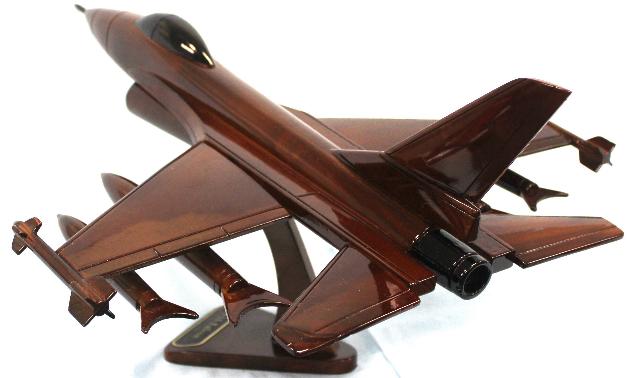 F16 Falcon Mahogany Wood Desktop Aircraft Model